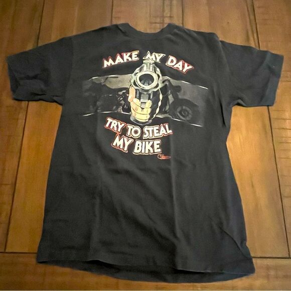 Vintage 80s For Bikers Only Make My Day Harley-Davidson Faded T Shirt Small - Picture 1 of 7
